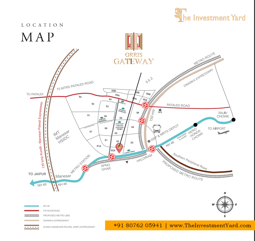 orris gateway sector 82a gurgaon location map