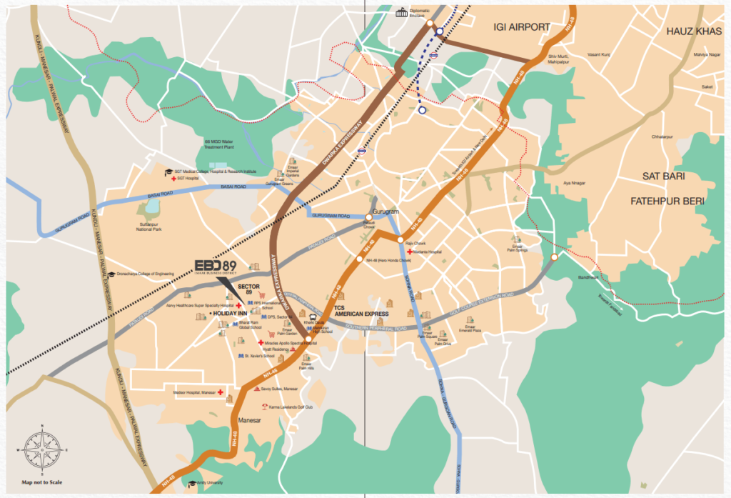 Emaar EBD89 Sector 89 Gurgaon Location Map